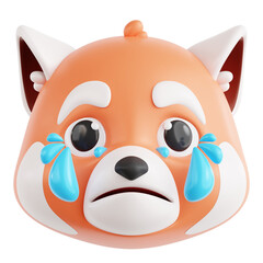 3D Illustration of Sobbing Crying Red Panda Emoji © Eklip