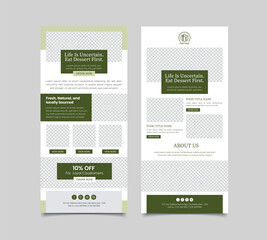 Food and Beverage Email Newsletter Template, Food Promotion Template, Email Marketing Landing page