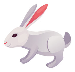 Rabbit animation icon. Bunny jump or running motion element for 2d game. Speed run hare animal, sprite sheet move.  illustration isolated on white background