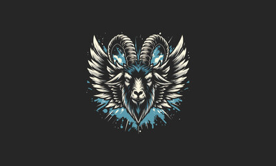 head goat with wings vector illustration artwork design