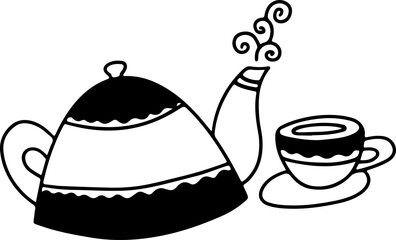 doodle sketch drawing cozy hygge scandinavian winter element design teapot
