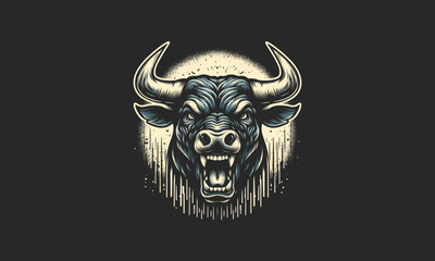 head buffalo angry vector illustration mascot design - obrazy, fototapety, plakaty