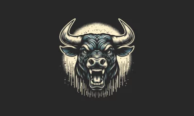 Fotobehang head buffalo angry vector illustration mascot design © josoa