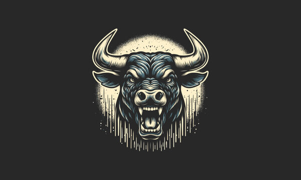 head buffalo angry vector illustration mascot design