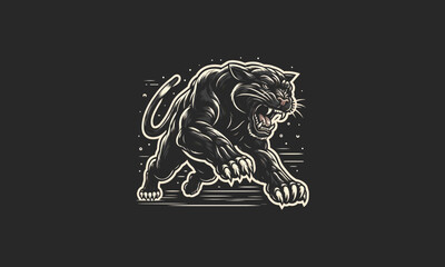 panther jump angry vector illustration mascot design