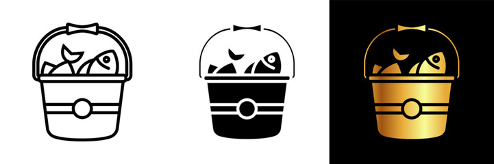 A visually engaging icon portraying a bait bucket, ideal for websites, apps, or designs related to fishing, angling, and outdoor pursuits.