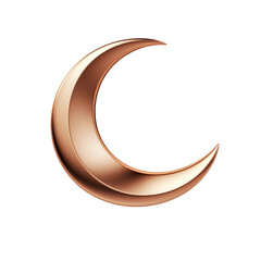 3D bronze crescent moon isolated transparent, Generative AI