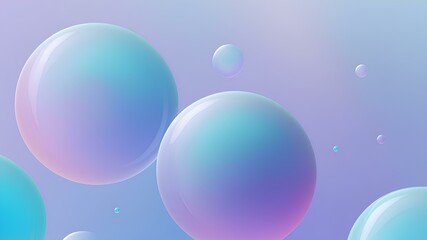 A holographic Bubbles iridescent pastel purple blue colors in a light blue gradient background.