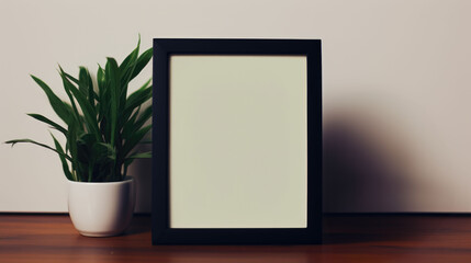 Poster or photography frame mockup on the table in a modern home interior	