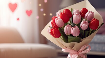 Valentine's Day Flower Balloon Romantic Blurry Background