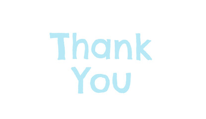 thank you lettering, thank you card, ready to print, vector hand drawn lettering, banner, borderline, blue lettering on with floral wreath isolated on transparent background