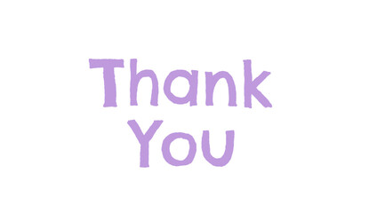 thank you lettering, thank you card, ready to print, vector hand drawn lettering, banner, borderline, white lettering on lavander watercolour splash background