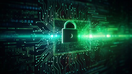Locked and Secure: Internet Security Illustration with a Padlock