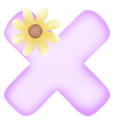Purple letter X decorated with yellow flowers