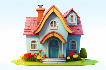 Obraz na płótnie Canvas 3d cute cartoon house