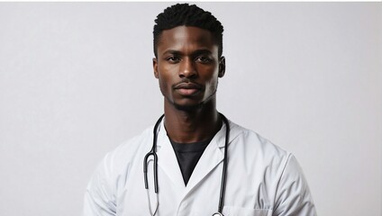 Obraz premium Young African Male Doctor on Isolated Background, Studio Shot