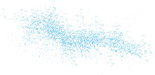Blue scattering of small particles of sugar crystals, flying salt, top view of baking flour. Blue powder, powdered sugar explosion isolated on transparent background. PNG.