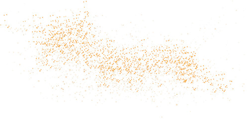 Golden scattering of small particles of sugar crystals, flying salt, top view of baking flour. Golden powder, powdered sugar explosion isolated on transparent background. PNG.