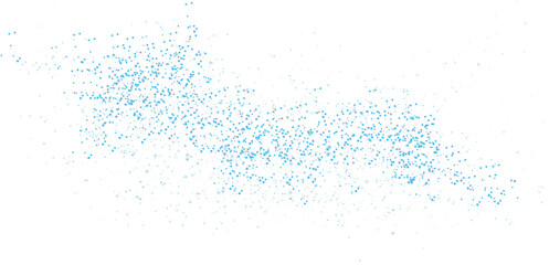 Blue scattering of small particles of sugar crystals, flying salt, top view of baking flour. Blue powder, powdered sugar explosion isolated on transparent background. PNG.