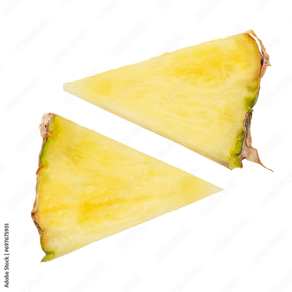 Poster pineapple slice isolated. cut pineapples on white background. file contains clipping path.