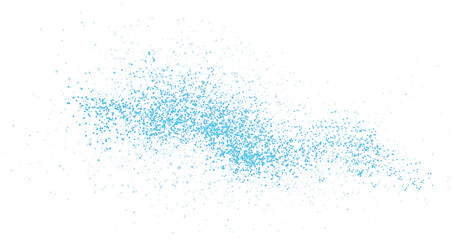 Blue scattering of small particles of sugar crystals, flying salt, top view of baking flour. Blue powder, powdered sugar explosion isolated on transparent background. PNG.