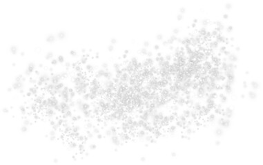 White scattering of small particles of sugar crystals, flying salt, top view of baking flour. White powder, powdered sugar explosion isolated on transparent background. PNG.