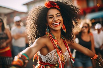 Joyful Dance: Celebrating Heritage with Vibrant Carnival Attire