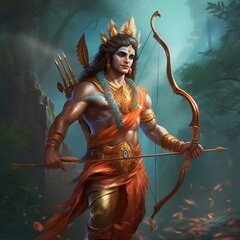 illustration of Share your most cherished images of Lord Rama, Generative ai - obrazy, fototapety, plakaty