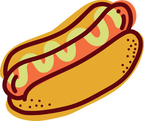 Hot dog vector flat design illustration colorful