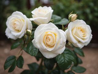 Beautiful white roses in the garden, Close up