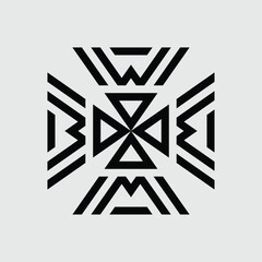 monogram logo vector design in the shape of a triangle rotated and forming the letters 