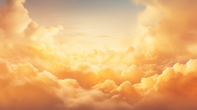 Soft yellow clouds in a sky background, creating a dreamy and textured atmosphere,[yellow background different textures]