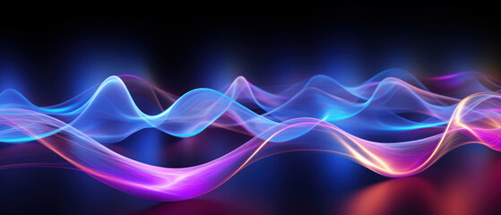 Mesmerizing abstract light waves in blue and purple.