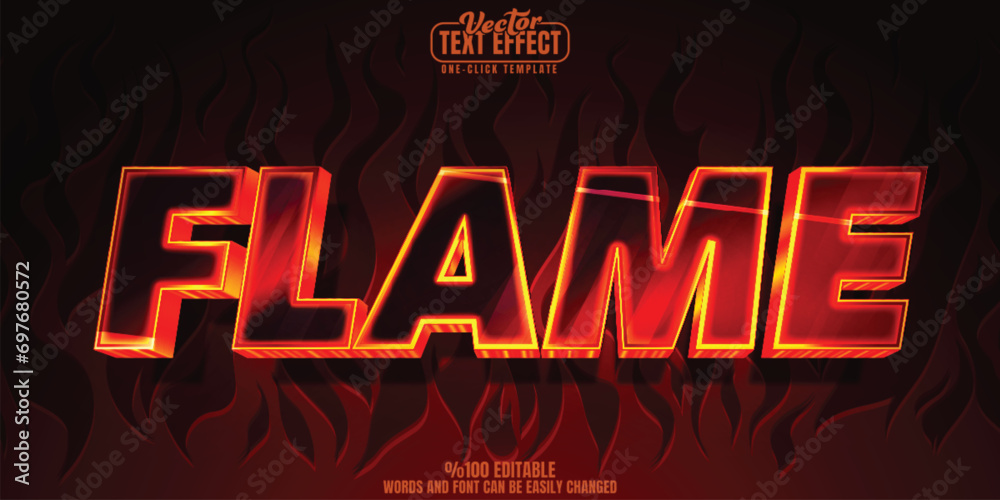 Wall mural fire editable text effect, customizable hot and red 3d font style