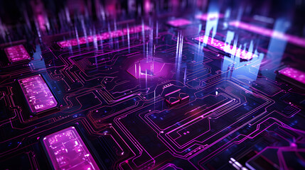 Abstract technology background with wavy color grid. Analytics data algorithms. Computing concept. Neural network AI generated art