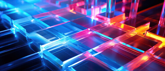 Mesmerizing glass cubes in vibrant colors.