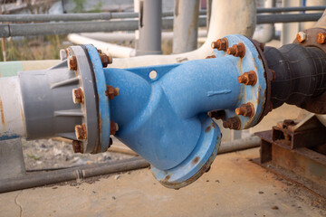 Y strainer on suction of the pump with corrosive bolt nut. The photo is suitable to use for...