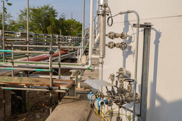 Level switch for demineral tank on the power plant project. The photo is suitable to use for industry background photography, power plant poster and maintenance content media.