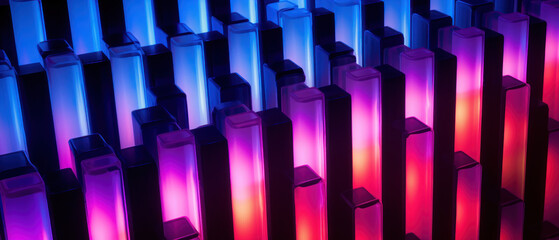 Vibrant lights in a dim room, casting a colorful display.