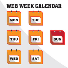 Web week Calendar vector. Set of Every Day of a Week Calendar Icons badge in Flat Style. Vector illustration.