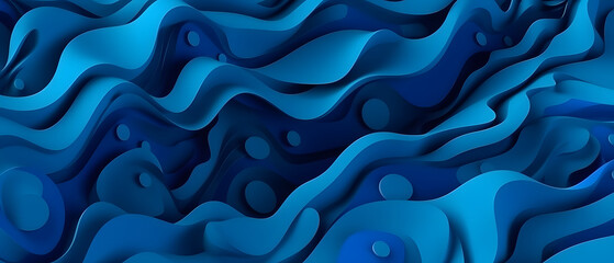 abstract blue waves background, happy mood, 3d illustration. Abstract design creativity blue waves background