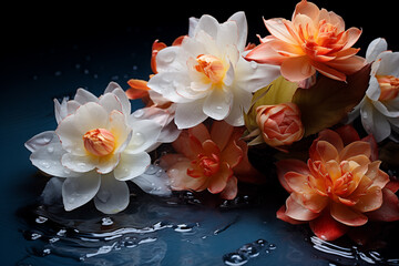 Obraz na płótnie Canvas Fresh flowers submerged in water