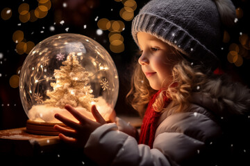 Child discovers a magical snow globe on Christmas
