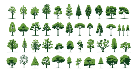 Fotobehang set of green graphic trees elements, Architecture and Landscape Design: Vector Illustration of Green Tree Elements, for Drawing Natural Icons and Symbolism in Project,  Environment, Nature, garden © LOVE VECTOR