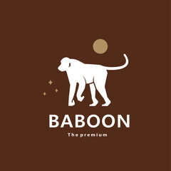 animal baboon natural logo vector icon silhouette retro hipster