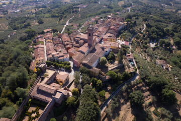 Panoramic view of the town of Montecarlo Lucca Tuscany