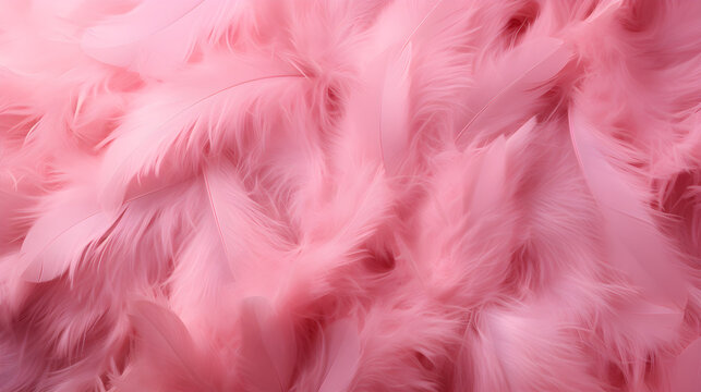 Cherry blossom pink fluffy feather fashion design background with fuzzy textured soft focused photograph in happy Valentine fashion colors,