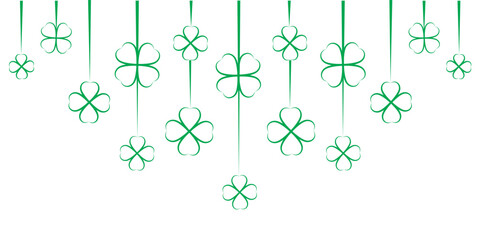 Continuous line drawing of Irish Happy Saint Patrick's Day celebration design with clover leaves