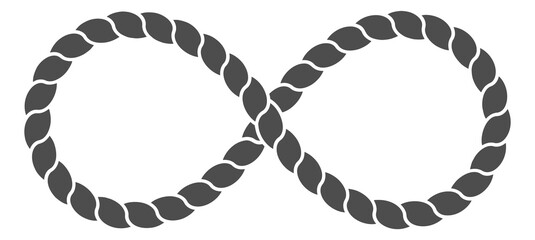 Unlimited logo in black rope style. Infinity silhouette loop - obrazy, fototapety, plakaty