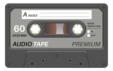 Audio tape template. Stereo sound record mix